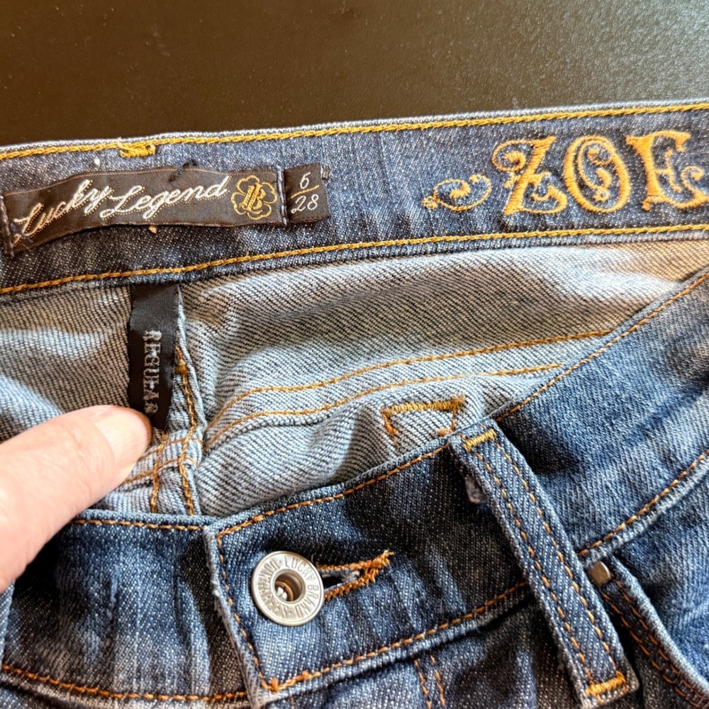 Lucky Brand 6/28 Zoe Bootcut Y2K Made In USA Jeans Blue Mid Rise 33" inseam - Picture 4 of 9
